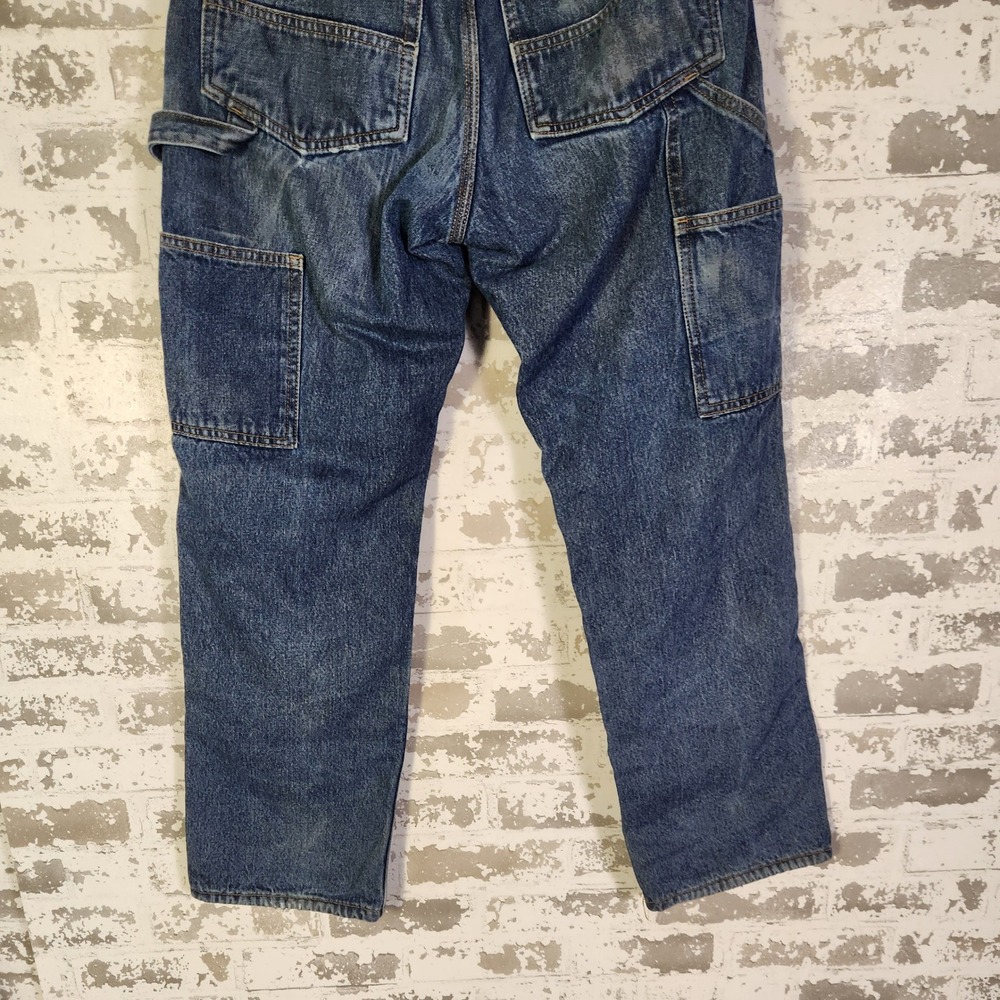 BERNE Mens Carpenter Jeans Size 30x30 Blue Denim Red Flannel Lined Workwear Pant - Picture 8 of 16